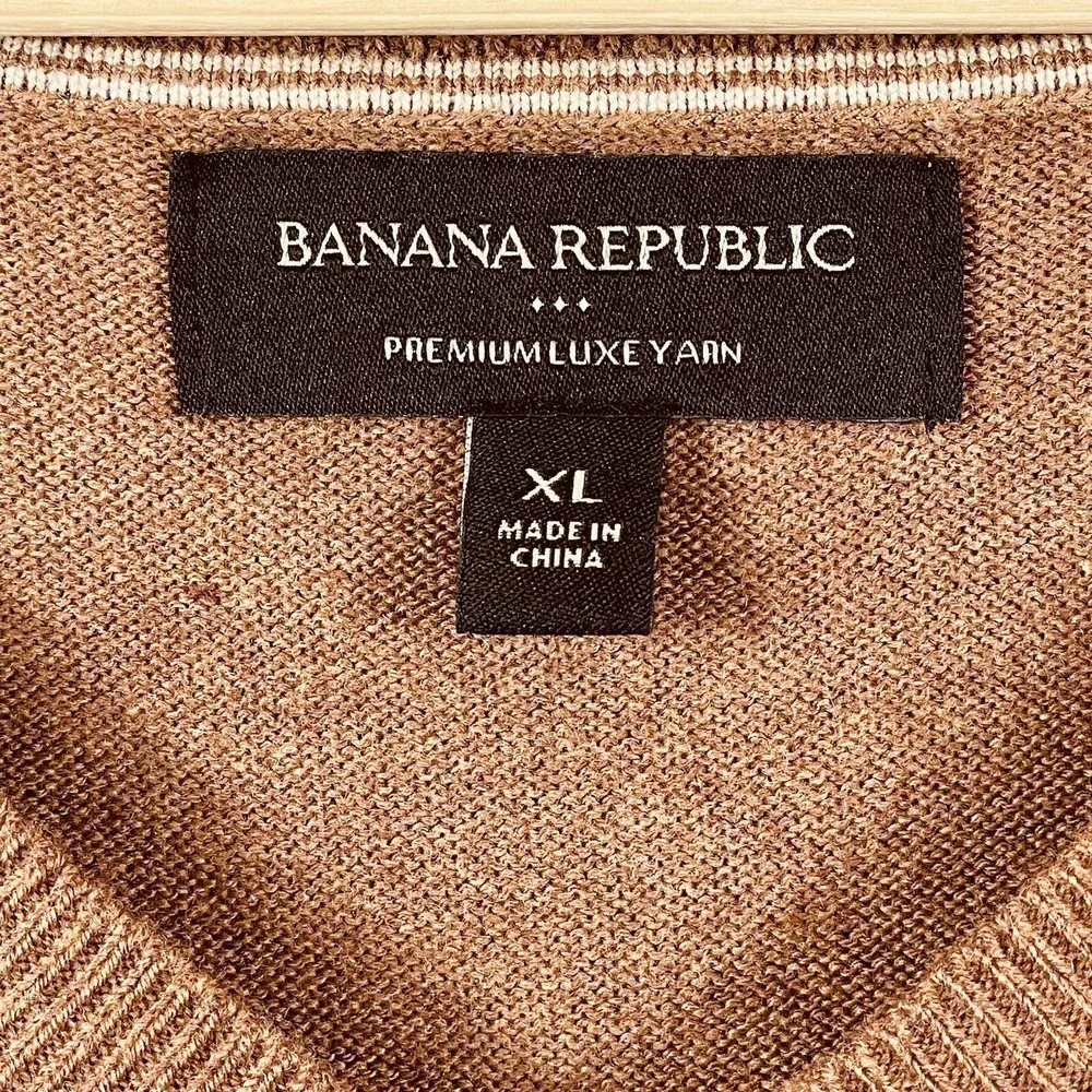 Banana Republic Mens XL Sweater Premium Luxe‎ Yarn Brown Preppy Grunge Indie